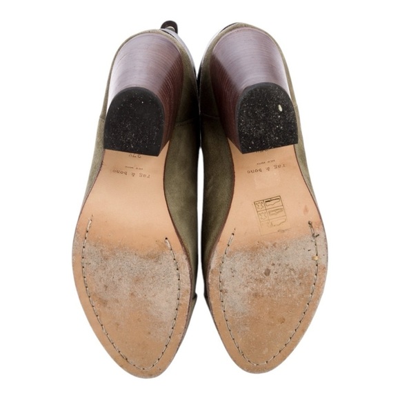 Rag & Bone Women's Olive Harrow Suede‎ Stacked Heel Ankle Bootie Size 7.5 - Picture 7 of 9